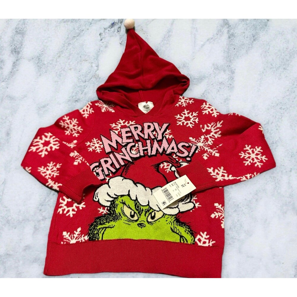 The Grinch kids Hooded Holiday Sweater - 'Merry Grinchmas!' 5T